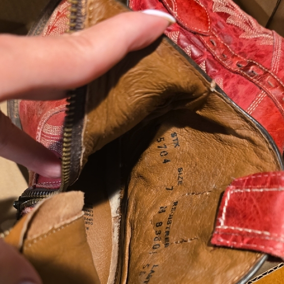 Buckle Red Embroidered Ankle Booties - Picture 2 of 4